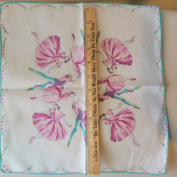 Ballerina Hankie ~ Handkerchief ~ Vintage ~ MCM ~ Pretty! - Picture 15 of 16